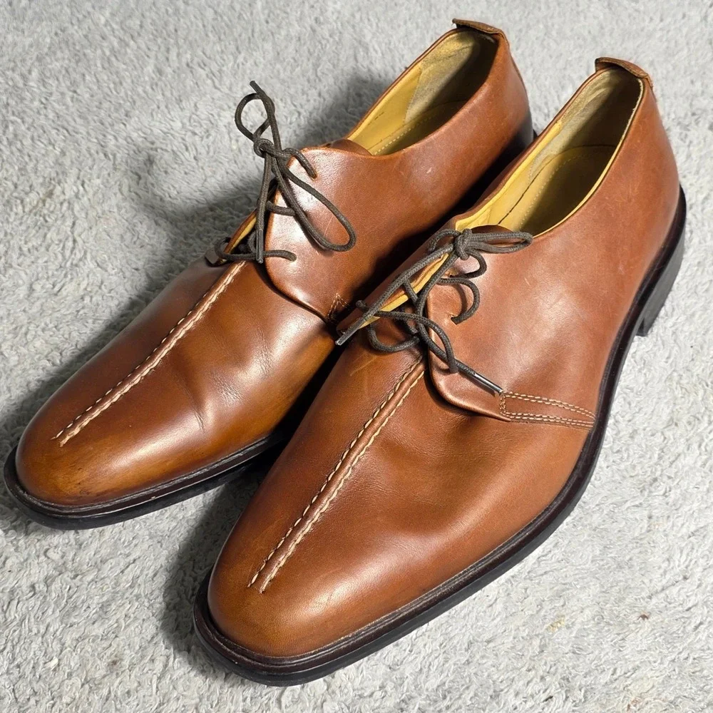 Cole‎ Haan Mens Brown Leather Split Toe Oxford Dress Shoes C06400 13 M Excellent